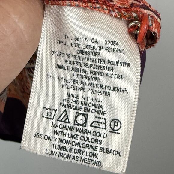 Maeve Anthropologie Rila Top Womens 6 Red Floral Border Boho 3/4 Sleeve Blouse - Picture 7 of 9